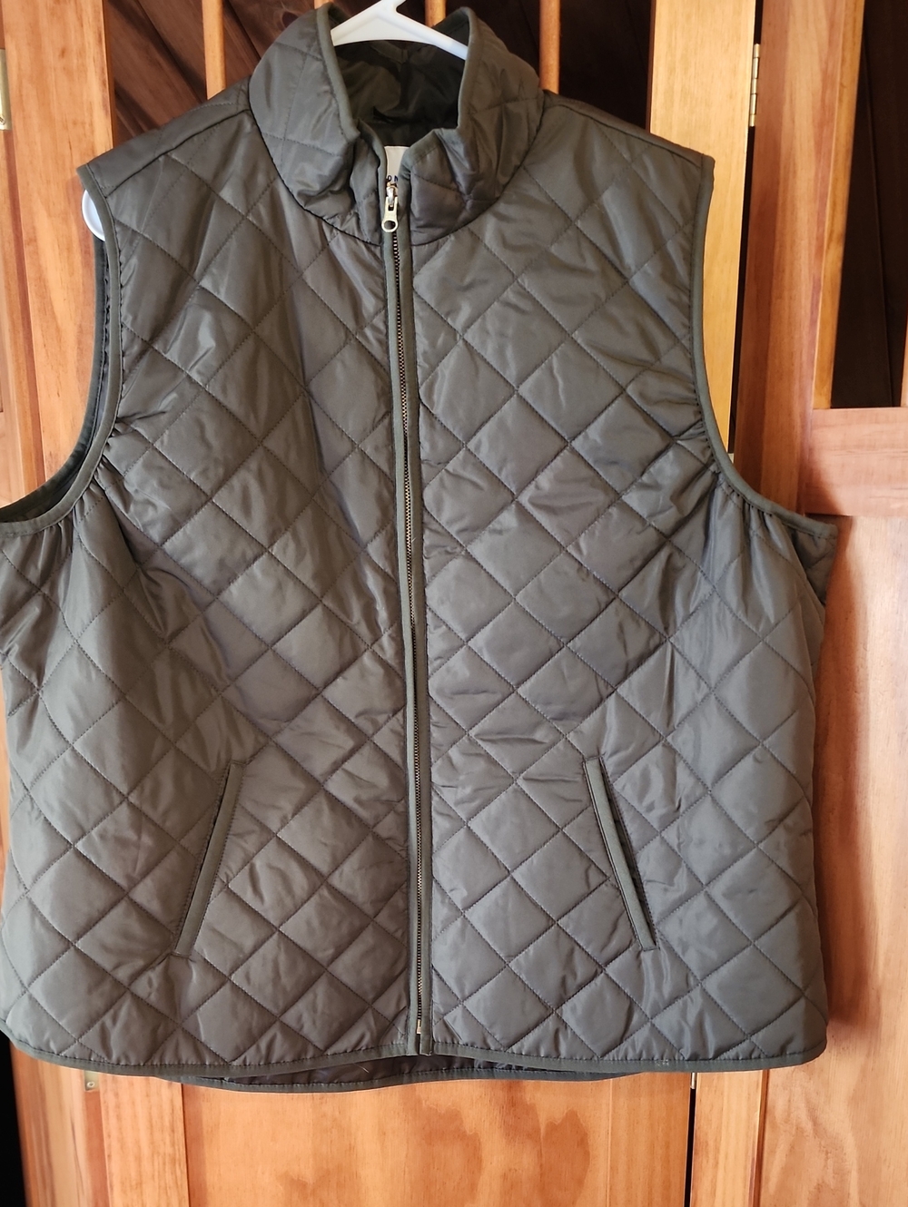 Old Navy Quilted Olive Vest with Zip Front
